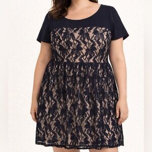 J Taylor Plus Size Lace Navy Dress NEW